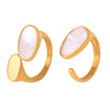 French Style Color Block Titanium Steel Plating Inlay Shell 18k Gold Plated Open Rings