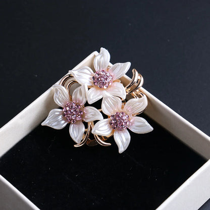 French Style Flower Alloy Plating Inlay Artificial Rhinestones Brooches 1 Piece