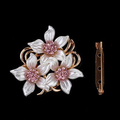 French Style Flower Alloy Plating Inlay Artificial Rhinestones Brooches 1 Piece