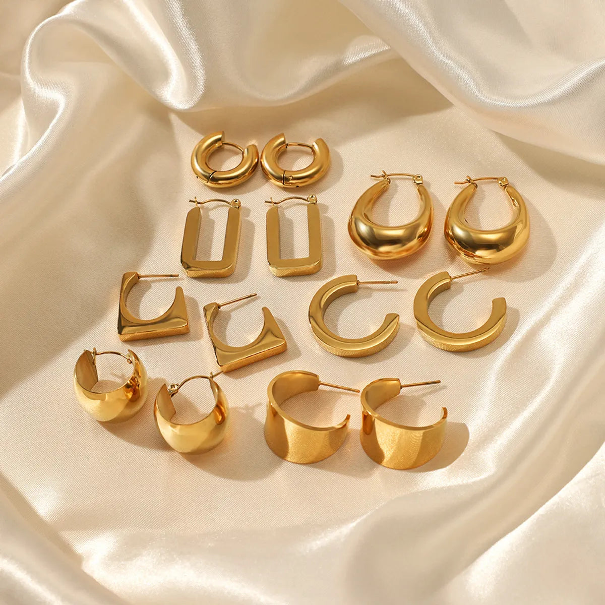 1 Pair Ig Style Simple Style Solid Color Plating Stainless Steel Gold Plated Earrings