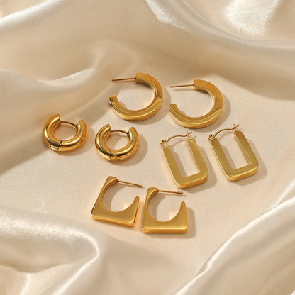 1 Pair Ig Style Simple Style Solid Color Plating Stainless Steel Gold Plated Earrings