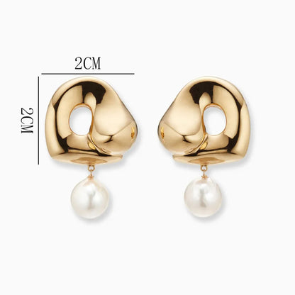 French Style Irregular Metal Pearl Plating Gold Plated Women'S Drop Earrings