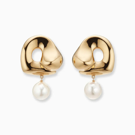 French Style Irregular Metal Pearl Plating Gold Plated Women'S Drop Earrings