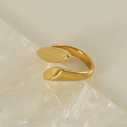 French Style Leaf Stainless Steel Plating 18k Gold Plated Rings