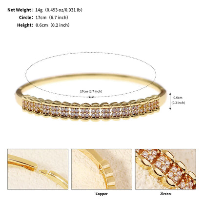 French Style Modern Style Classic Style Love Round Square Rhinestones Zircon Alloy Copper Wholesale Bangle