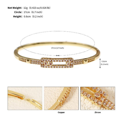 French Style Modern Style Classic Style Love Round Square Rhinestones Zircon Alloy Copper Wholesale Bangle