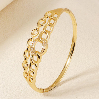 French Style Modern Style Classic Style Love Round Square Rhinestones Zircon Alloy Copper Wholesale Bangle