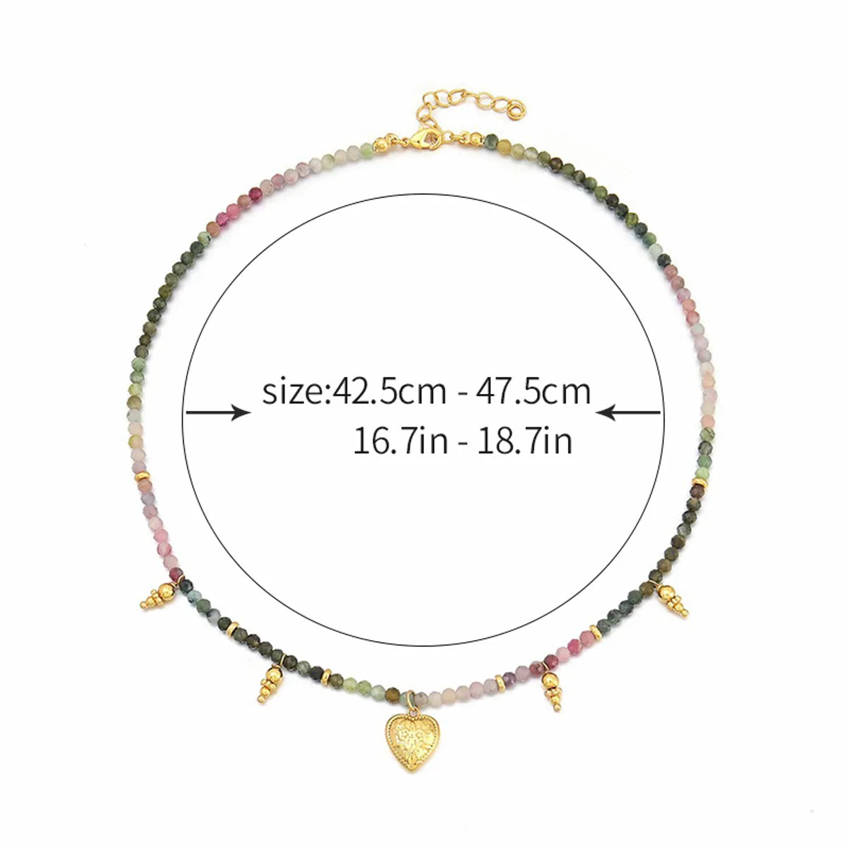 French Style Modern Style Simple Style Round Heart Shape Natural Stone Copper 18K Gold Plated Bracelets Necklace In Bulk