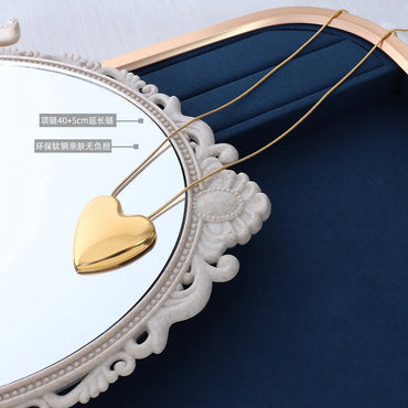 French Style Heart Titanium Steel Plating Necklace