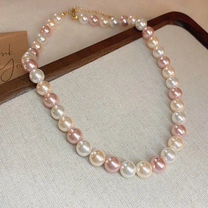 French Style Round Pearl Plating Women'S Necklace