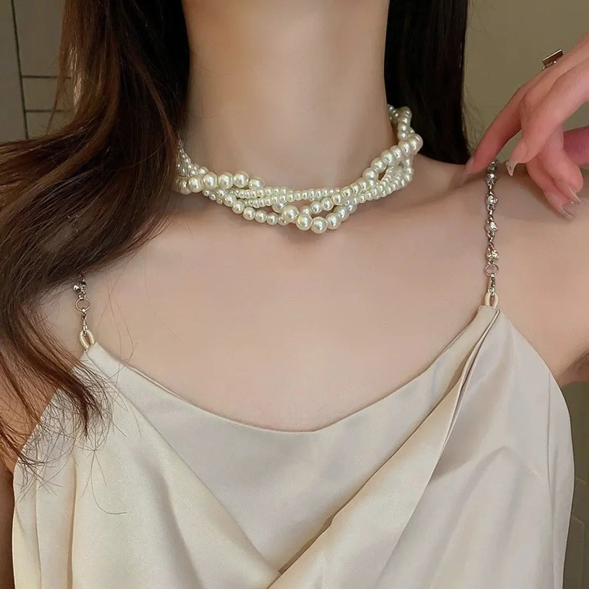 French Style Round Pearl Plating Women'S Necklace