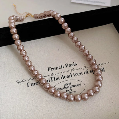 French Style Round Pearl Plating Women'S Necklace