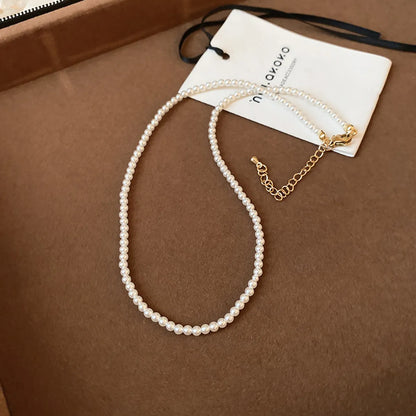 French Style Round Pearl Plating Women'S Necklace