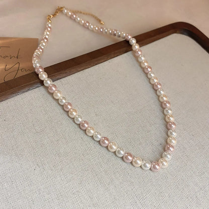 French Style Round Pearl Plating Women'S Necklace