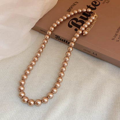 French Style Round Pearl Plating Women'S Necklace