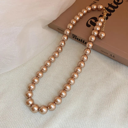 French Style Round Pearl Plating Women'S Necklace