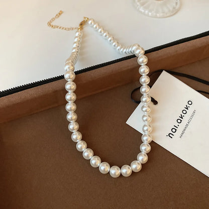 French Style Round Pearl Plating Women'S Necklace