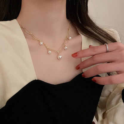 French Style Round Pearl Plating Women'S Necklace