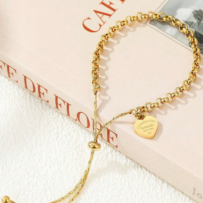 French Style Simple Style Classic Style Heart Shape 304 Stainless Steel 18K Gold Plated Bracelets In Bulk