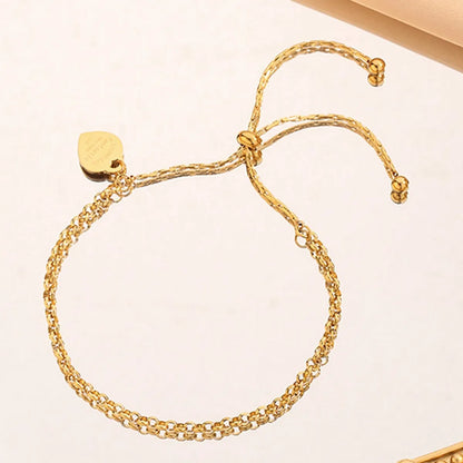 French Style Simple Style Classic Style Heart Shape 304 Stainless Steel 18K Gold Plated Bracelets In Bulk