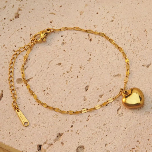 French Style Simple Style Commute Heart Shape 304 Stainless Steel 18K Gold Plated Bracelets In Bulk