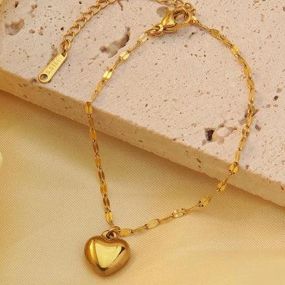 French Style Simple Style Commute Heart Shape 304 Stainless Steel 18K Gold Plated Bracelets In Bulk