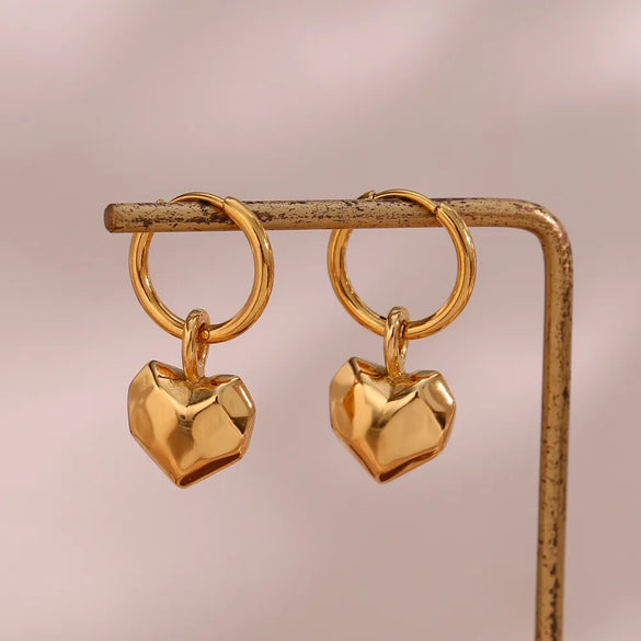 Wholesale Jewelry French Style Simple Style Heart Shape 304 Stainless Steel 18K Gold Plated Plating Earrings Necklace