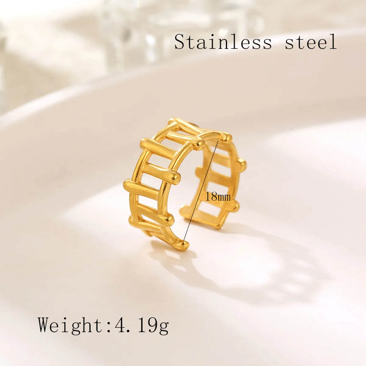 French Style Simple Style Irregular Lattice Heart Shape Stainless Steel Plating Hollow Out 18k Gold Plated Rings