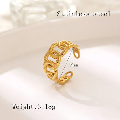 French Style Simple Style Irregular Lattice Heart Shape Stainless Steel Plating Hollow Out 18k Gold Plated Rings