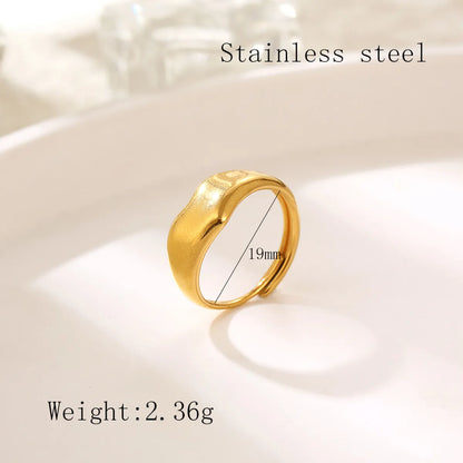 French Style Simple Style Irregular Lattice Heart Shape Stainless Steel Plating Hollow Out 18k Gold Plated Rings