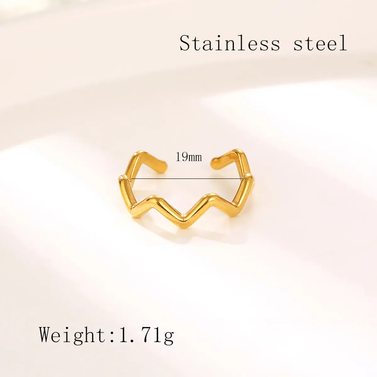 French Style Simple Style Irregular Lattice Heart Shape Stainless Steel Plating Hollow Out 18k Gold Plated Rings