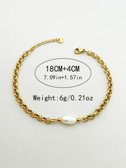 French Style Simple Style Irregular Stainless Steel Imitation Pearl Patchwork Plating 14k Gold Plated Bracelets