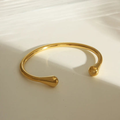 French Style Simple Style Solid Color 304 Stainless Steel 14K Gold Plated Bangle In Bulk