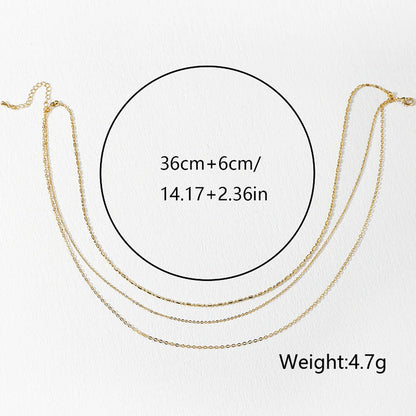 French Style Simple Style Solid Color Copper Plating Chain 18k Gold Plated Unisex Three Layer Necklace