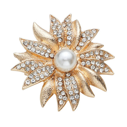 French Style Sweet Classic Style Flower Alloy Plating Hollow Out Inlay Artificial Rhinestones Artificial Pearls Artificial Diamond Women'S Corsage Brooches Collar Pin