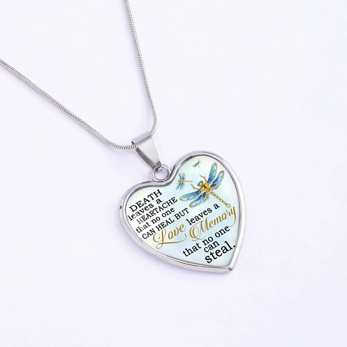 French Style Sweet Letter Heart Shape Dragonfly Alloy Iron Wholesale Pendant Necklace