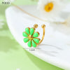 Fresh And Sweet Daisy Pattern Titanium Steel Bracelet And Flower Ring Set With Electroplating For Women