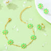 Fresh And Sweet Daisy Pattern Titanium Steel Bracelet And Flower Ring Set With Electroplating For Women