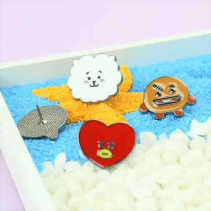 Fresh Cartoon Cute Love Cotton Ball Heart Kid Brooch Badge