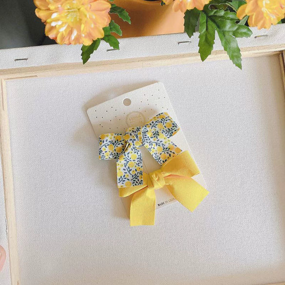 Fresh Floral Macaron Bow Cloth Duckbill Hair Clip Set Cartoon Character Side Bangs Hair Accessories For Girls And Children