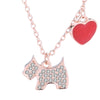Fresh Full Zircon Puppy Pendant Heart Necklace For Women In S925 Sterling Silver Electroplated Fashion Jewelry
