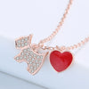 Fresh Full Zircon Puppy Pendant Heart Necklace For Women In S925 Sterling Silver Electroplated Fashion Jewelry