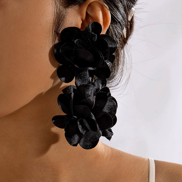 Fresh Multicolor Flower Fabric Earrings For Women
