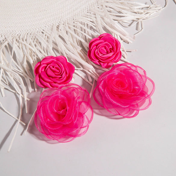 Fresh Multicolor Flower Fabric Earrings For Women