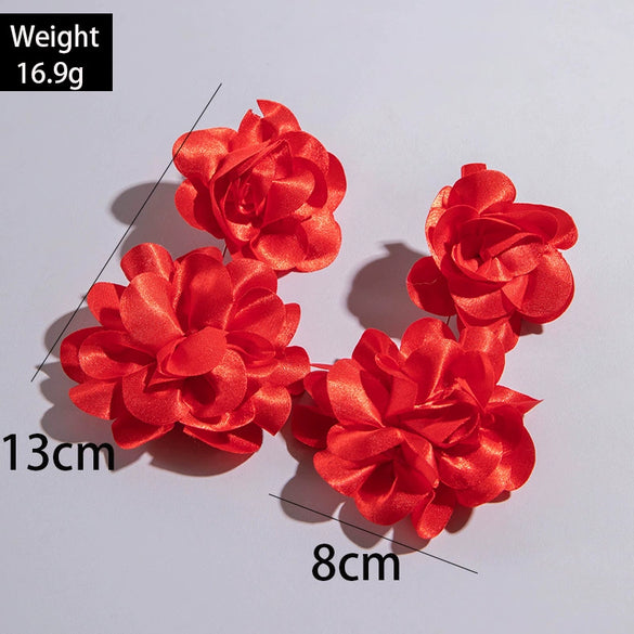Fresh Multicolor Flower Fabric Earrings For Women