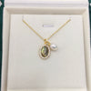 Freshwater Pearl And Abalone Shell Pendant Jewelry Retro Oval Dropshaped Copper And Freshwater Pearls Minimalist Style