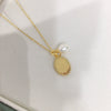 Freshwater Pearl And Abalone Shell Pendant Jewelry Retro Oval Dropshaped Copper And Freshwater Pearls Minimalist Style