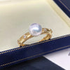 Freshwater Pearl And Copper Ring In Vintage Court Style With Brushed Zircon For Women