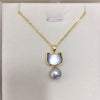 Freshwater Pearl And Sea Shell Jewelry Set With Cat Design
