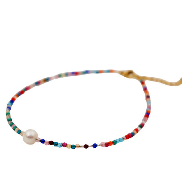 Freshwater Pearl Anklet Geometric Pattern Simple Style For Women